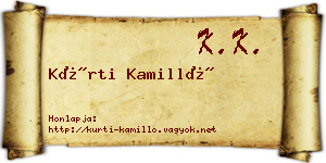 Kürti Kamilló névjegykártya